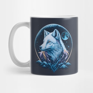 White Arctic Fox at Night Time Mug